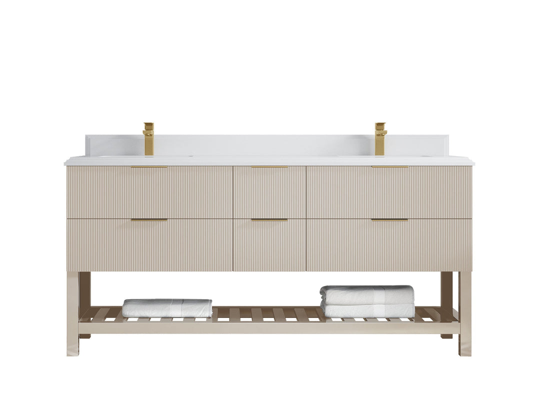 Catalina 72 in W x 22 in D Free Standing Reeded Double Sink Bathroom Vanity - Willow Bath and Vanity
