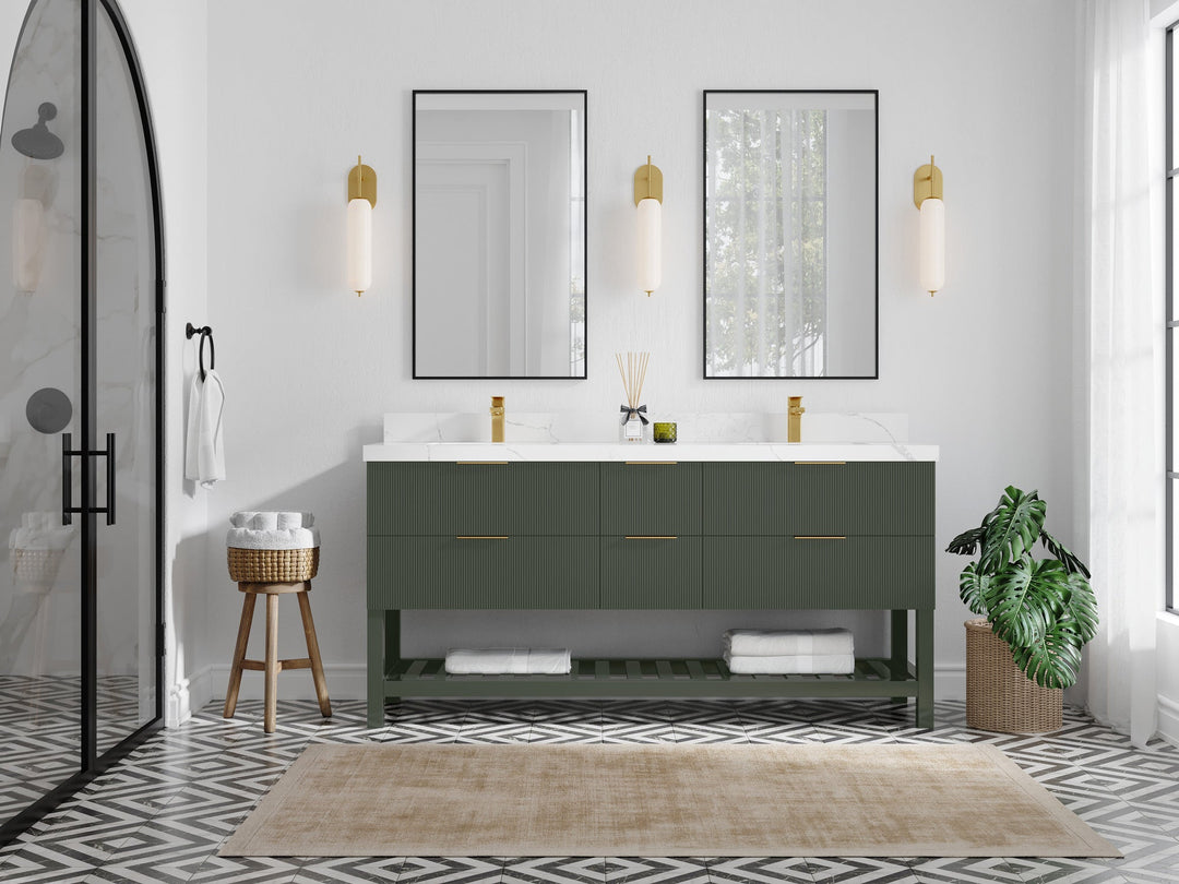 Catalina 72 in W x 22 in D Free Standing Reeded Double Sink Bathroom Vanity - Willow Bath and Vanity