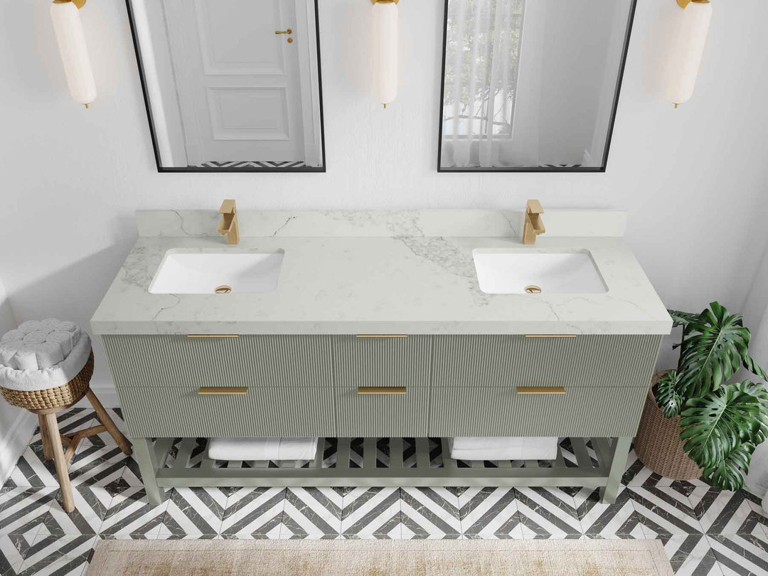 Catalina 72 in W x 22 in D Free Standing Reeded Double Sink Bathroom Vanity - Willow Bath and Vanity