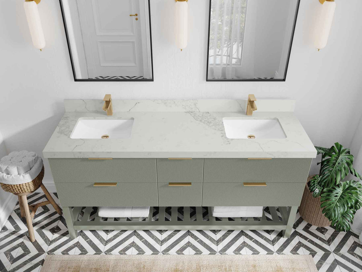 Catalina 72 in W x 22 in D Free Standing Reeded Double Sink Bathroom Vanity - Willow Bath and Vanity