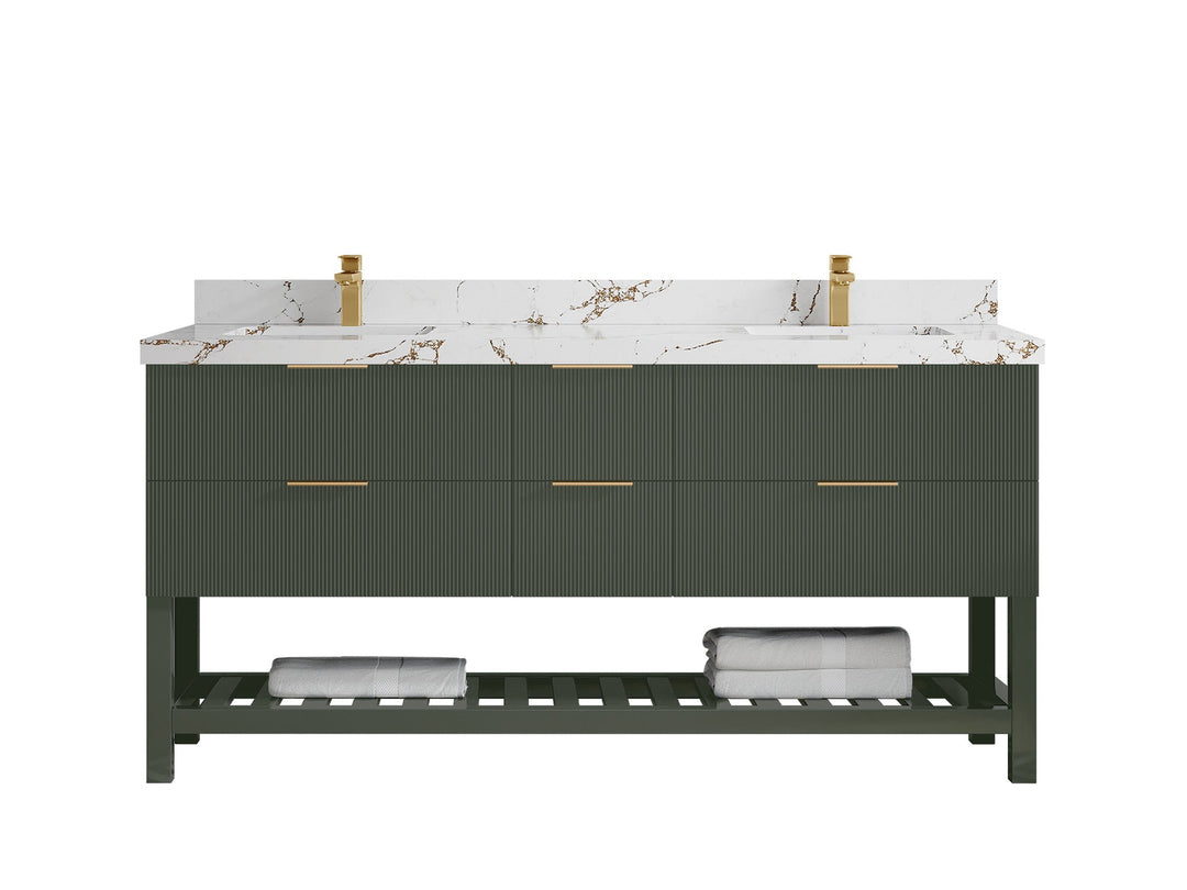 Catalina 72 in W x 22 in D Free Standing Reeded Double Sink Bathroom Vanity - Willow Bath and Vanity