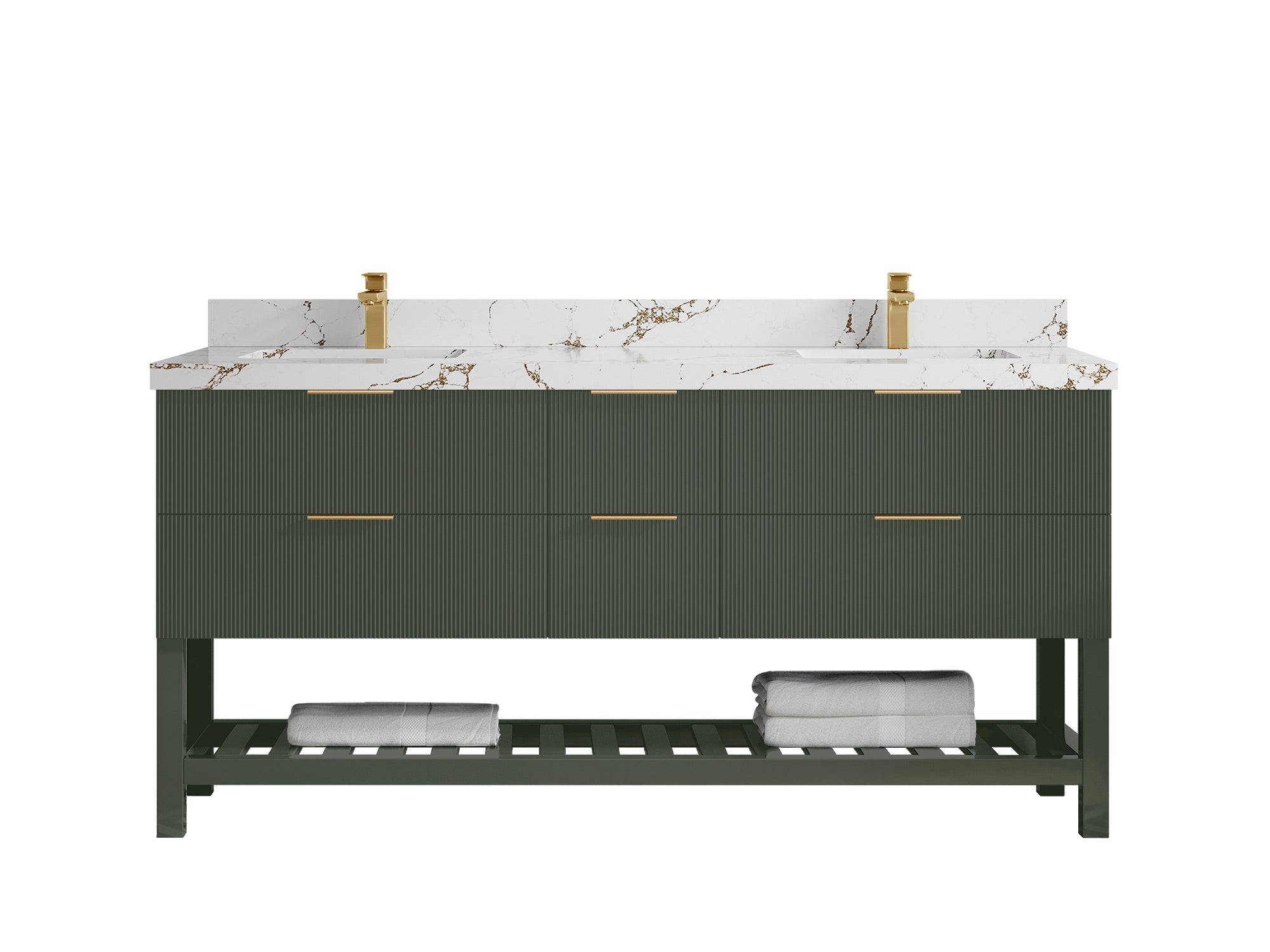Catalina 72 in W x 22 in D Free Standing Reeded Double Sink Bathroom Vanity - Willow Bath and Vanity