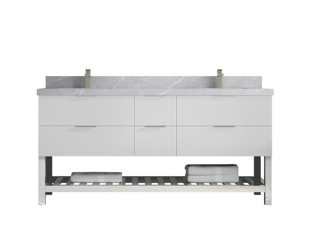 Catalina 72 in W x 22 in D Free Standing Reeded Double Sink Bathroom Vanity - Willow Bath and Vanity