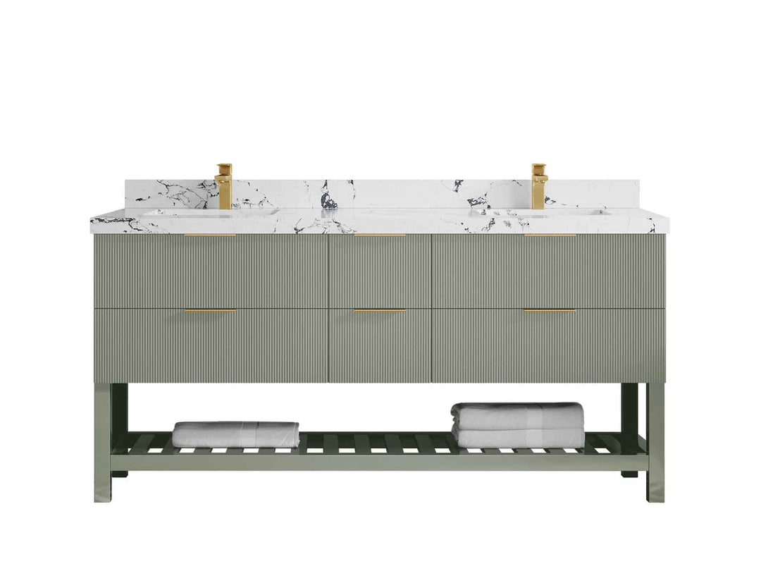 Catalina 72 in W x 22 in D Free Standing Reeded Double Sink Bathroom Vanity - Willow Bath and Vanity