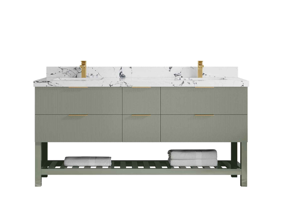 Catalina 72 in W x 22 in D Free Standing Reeded Double Sink Bathroom Vanity - Willow Bath and Vanity