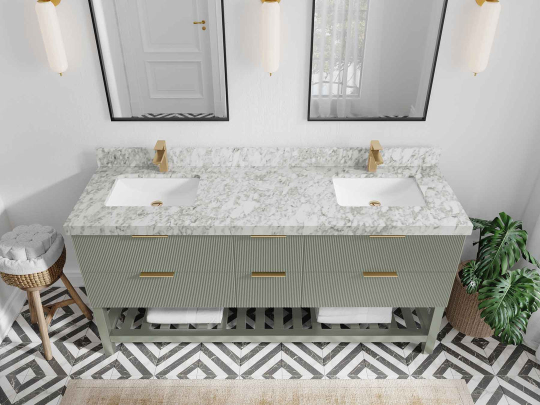 Catalina 72 in W x 22 in D Free Standing Reeded Double Sink Bathroom Vanity - Willow Bath and Vanity