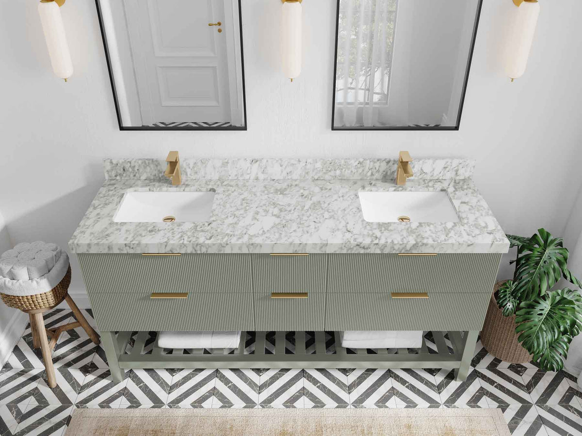 Catalina 72 in W x 22 in D Free Standing Reeded Double Sink Bathroom Vanity - Willow Bath and Vanity