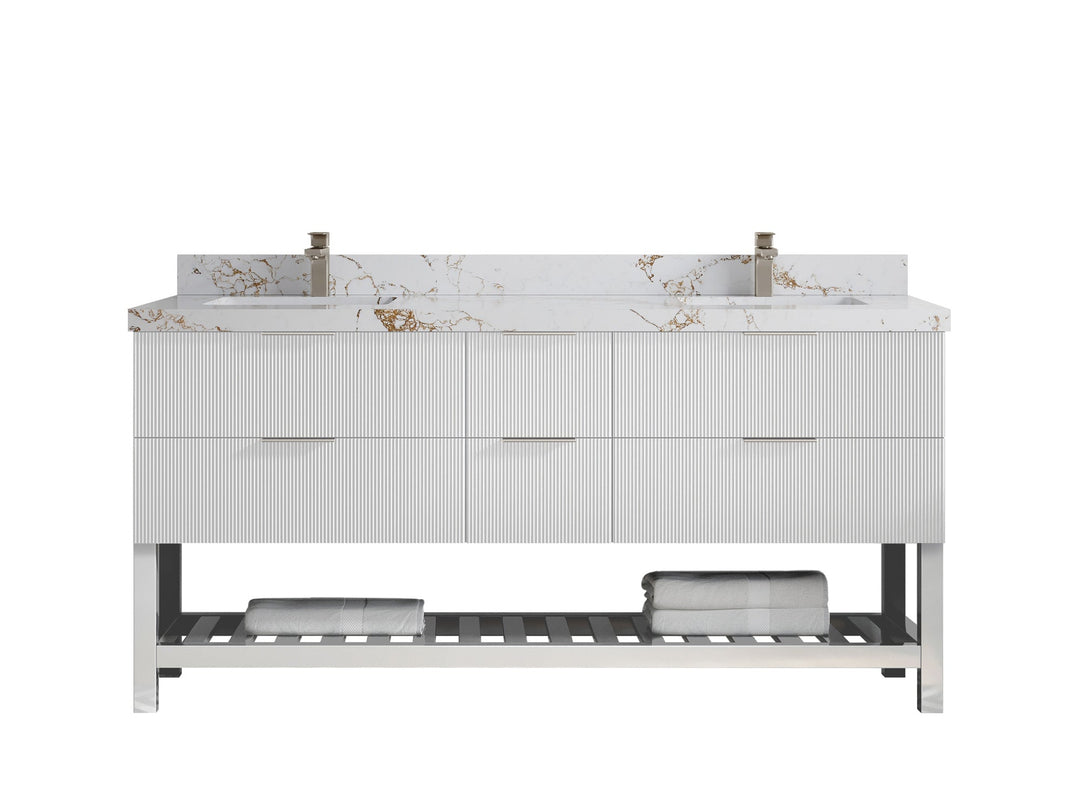Catalina 72 in W x 22 in D Free Standing Reeded Double Sink Bathroom Vanity - Willow Bath and Vanity