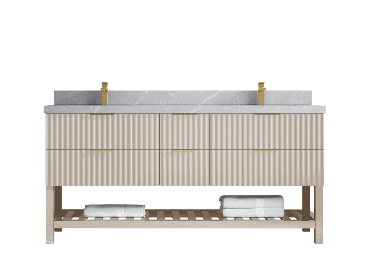 Catalina 72 in W x 22 in D Free Standing Reeded Double Sink Bathroom Vanity - Willow Bath and Vanity