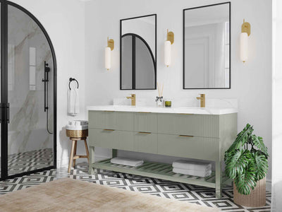 Catalina 72 in W x 22 in D Free Standing Reeded Double Sink Bathroom Vanity - Willow Bath and Vanity