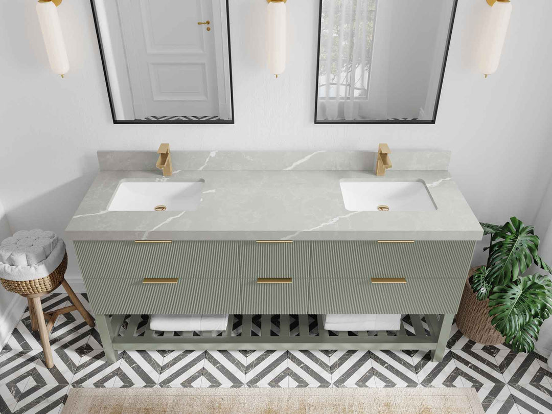 Catalina 72 in W x 22 in D Free Standing Reeded Double Sink Bathroom Vanity - Willow Bath and Vanity