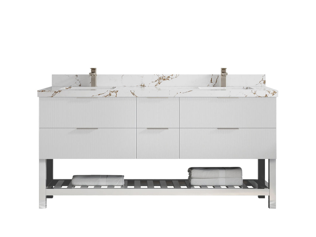 Catalina 72 in W x 22 in D Free Standing Reeded Double Sink Bathroom Vanity - Willow Bath and Vanity