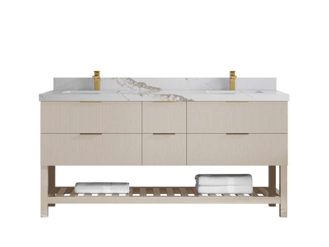 Catalina 72 in W x 22 in D Free Standing Reeded Double Sink Bathroom Vanity - Willow Bath and Vanity