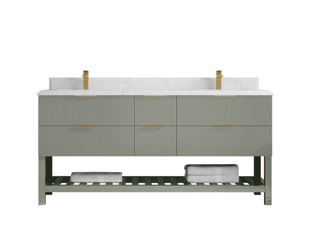 Catalina 72 in W x 22 in D Free Standing Reeded Double Sink Bathroom Vanity - Willow Bath and Vanity
