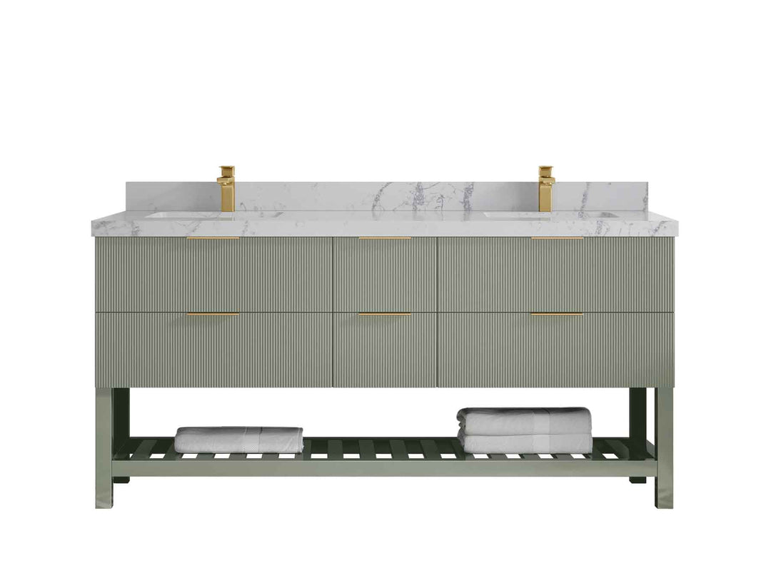 Catalina 72 in W x 22 in D Free Standing Reeded Double Sink Bathroom Vanity - Willow Bath and Vanity