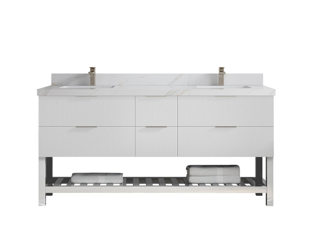 Catalina 72 in W x 22 in D Free Standing Reeded Double Sink Bathroom Vanity - Willow Bath and Vanity