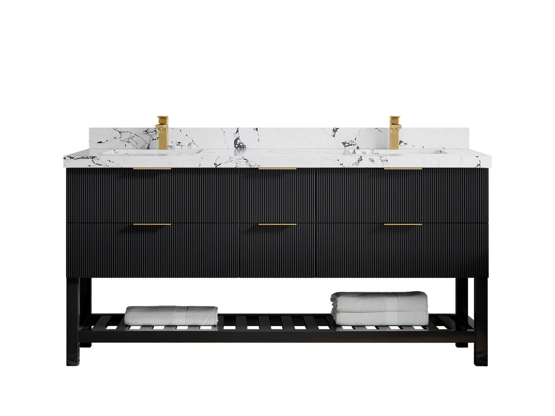 Catalina 72 in W x 22 in D Free Standing Reeded Double Sink Bathroom Vanity - Willow Bath and Vanity
