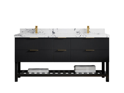 Catalina 72 in W x 22 in D Free Standing Reeded Double Sink Bathroom Vanity - Willow Bath and Vanity