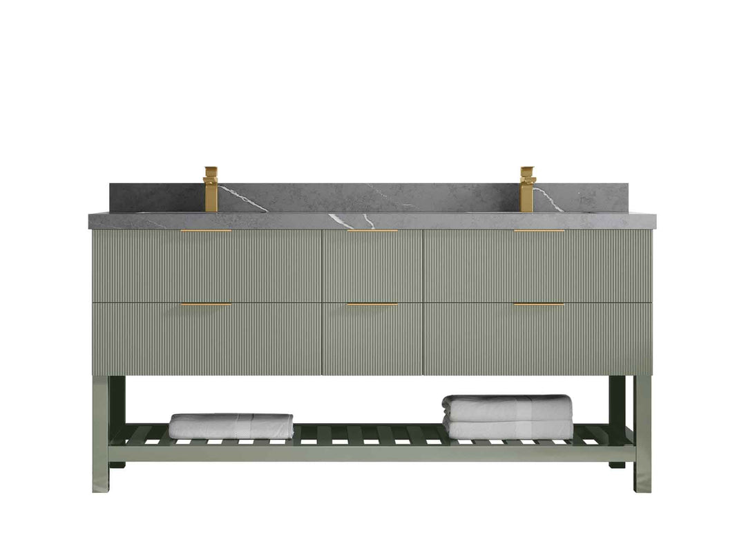 Catalina 72 in W x 22 in D Free Standing Reeded Double Sink Bathroom Vanity - Willow Bath and Vanity