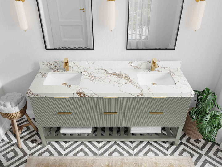 Catalina 72 in W x 22 in D Free Standing Reeded Double Sink Bathroom Vanity - photo 33