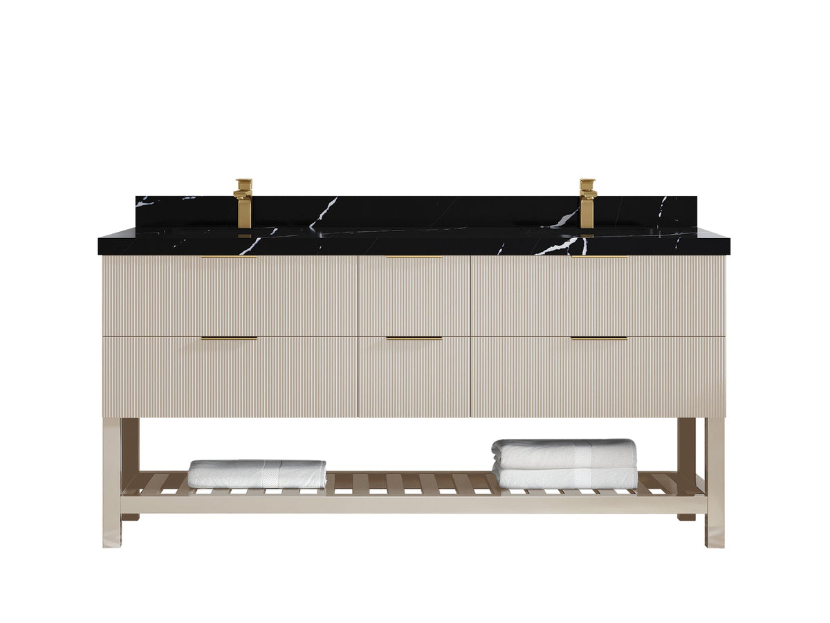 Catalina 72 in W x 22 in D Free Standing Reeded Double Sink Bathroom Vanity - Willow Bath and Vanity