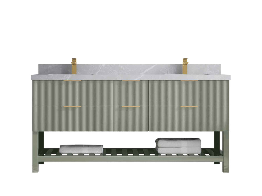 Catalina 72 in W x 22 in D Free Standing Reeded Double Sink Bathroom Vanity - Willow Bath and Vanity