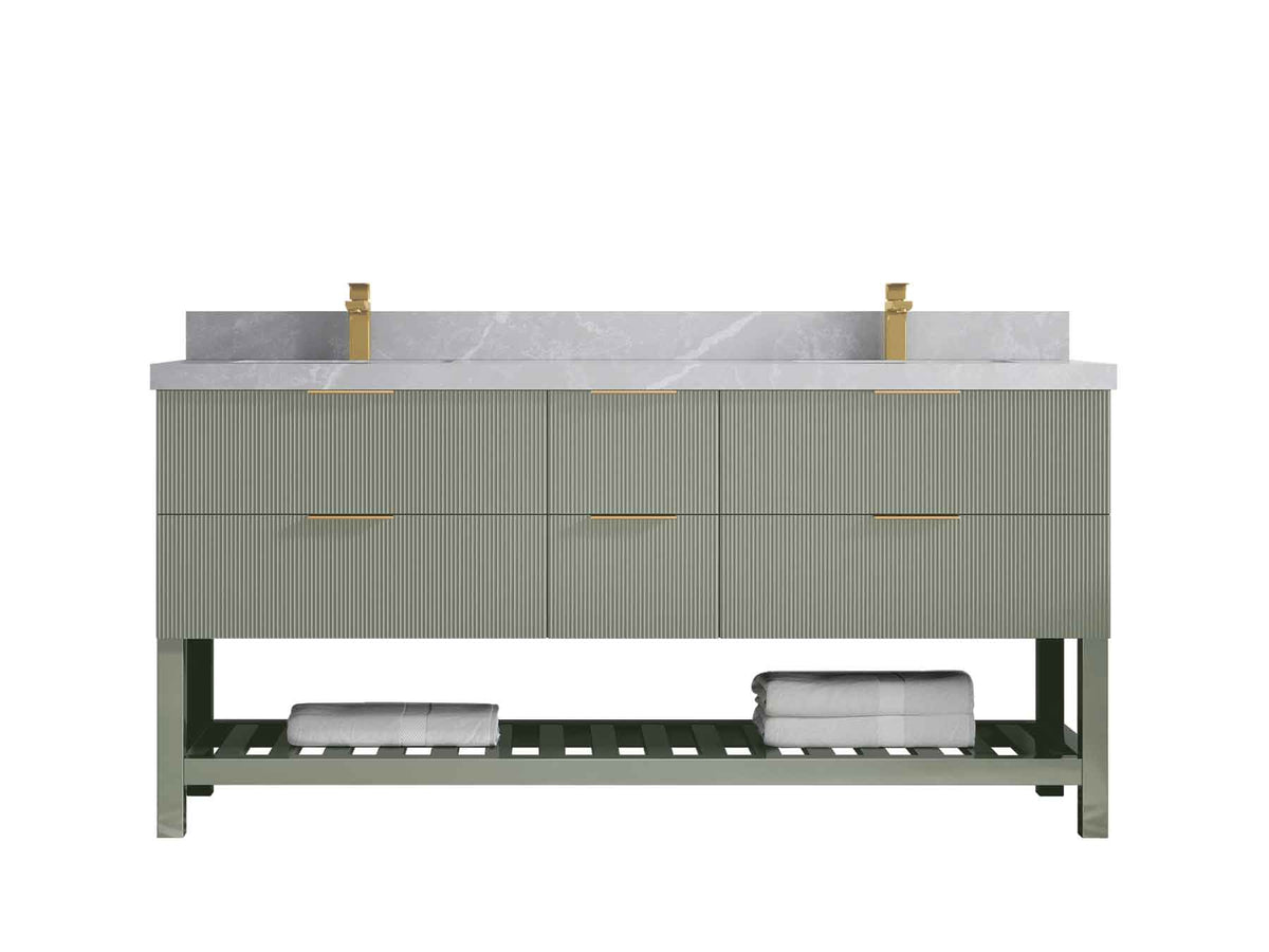 Catalina 72 in W x 22 in D Free Standing Reeded Double Sink Bathroom Vanity - Willow Bath and Vanity