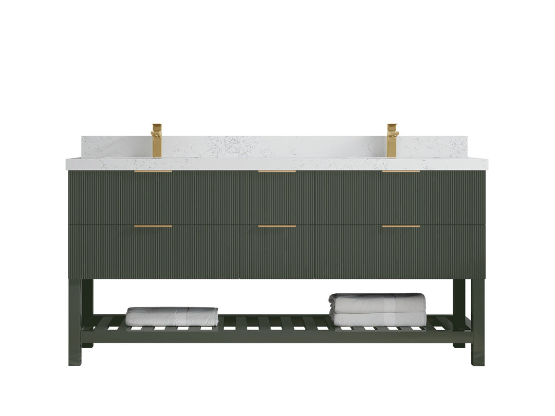 Catalina 72 in W x 22 in D Free Standing Reeded Double Sink Bathroom Vanity - Willow Bath and Vanity