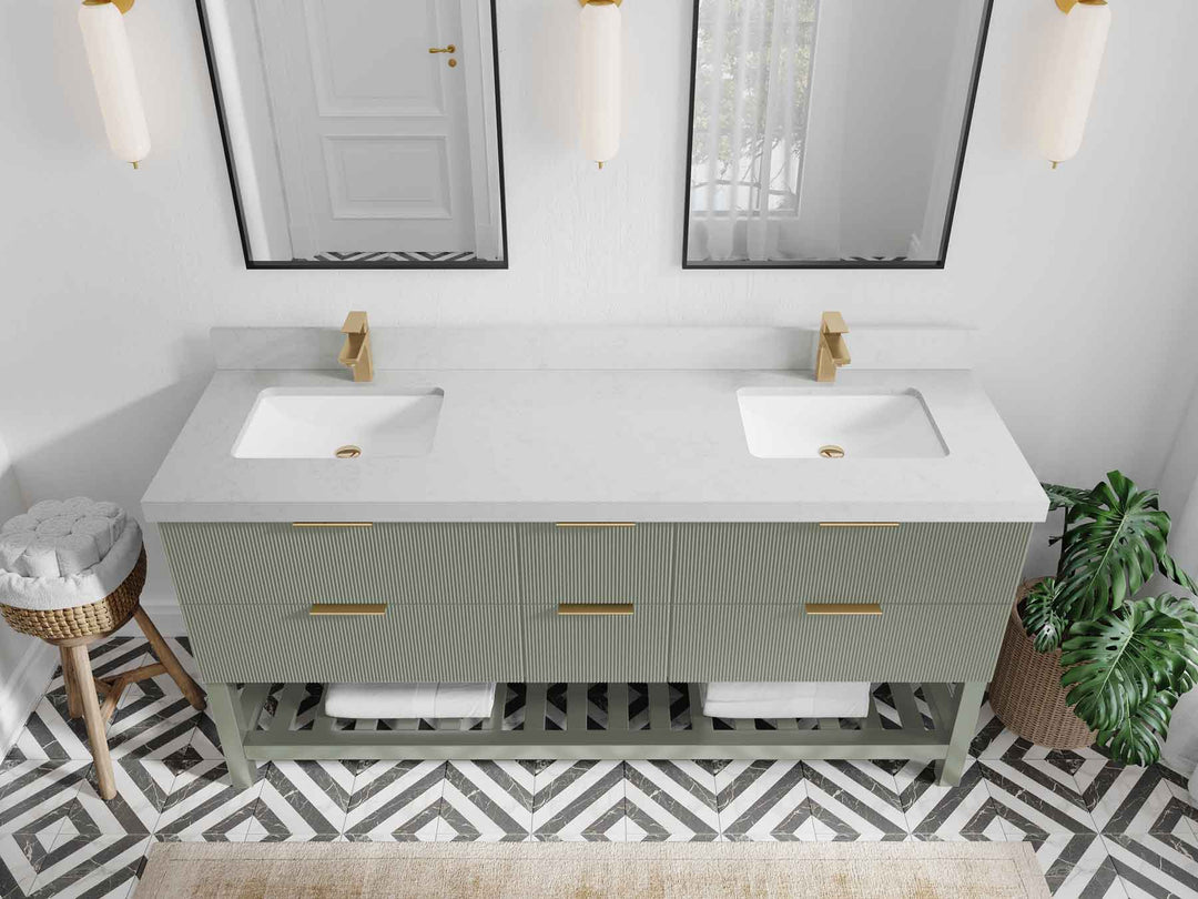 Catalina 72 in W x 22 in D Free Standing Reeded Double Sink Bathroom Vanity - Willow Bath and Vanity