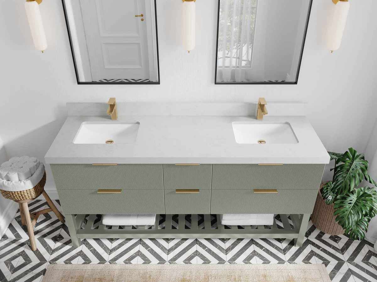 Catalina 72 in W x 22 in D Free Standing Reeded Double Sink Bathroom Vanity - Willow Bath and Vanity