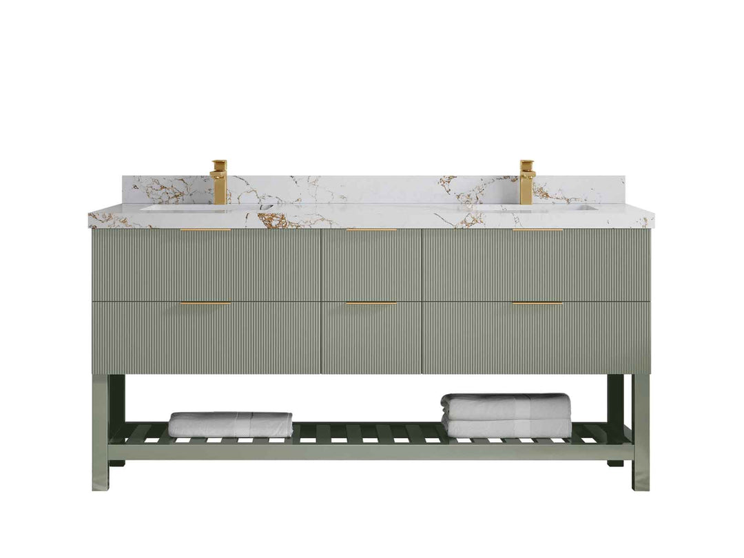 Catalina 72 in W x 22 in D Free Standing Reeded Double Sink Bathroom Vanity - Willow Bath and Vanity