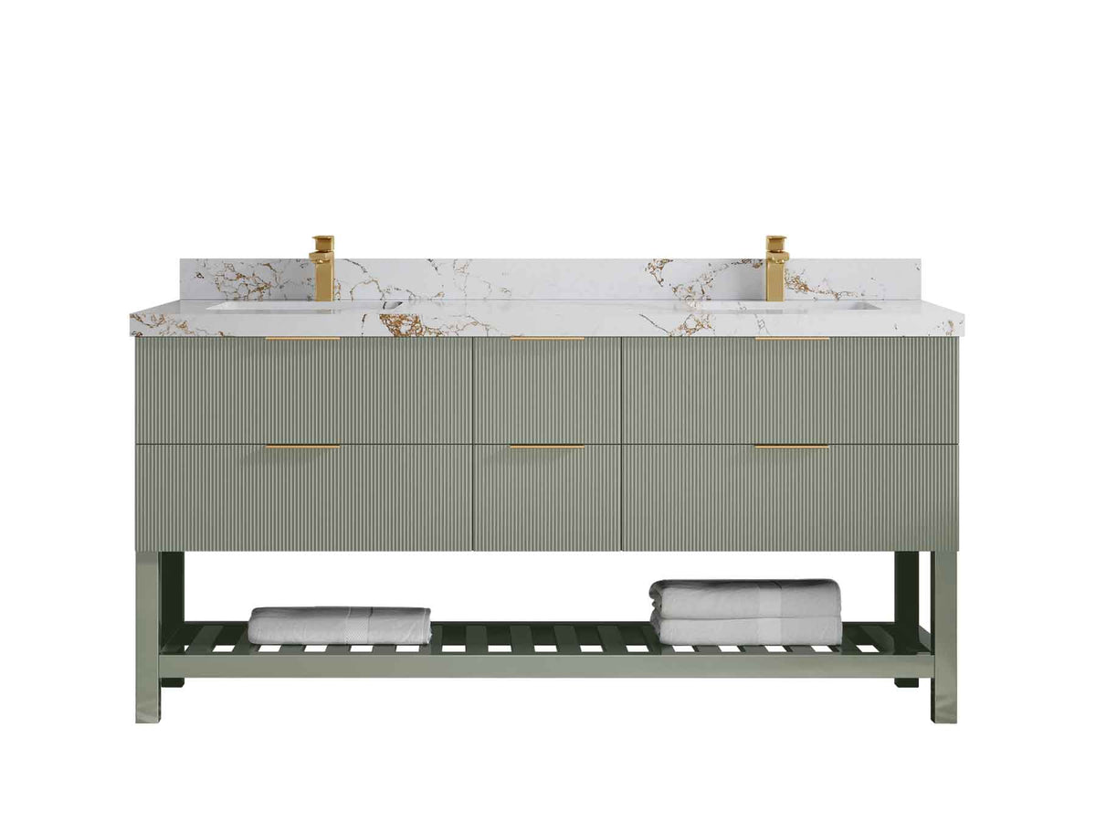 Catalina 72 in W x 22 in D Free Standing Reeded Double Sink Bathroom Vanity - Willow Bath and Vanity