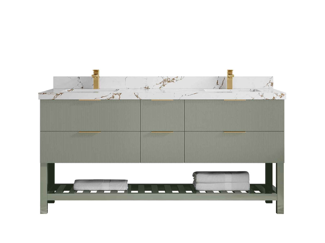 Catalina 72 in W x 22 in D Free Standing Reeded Double Sink Bathroom Vanity - Willow Bath and Vanity