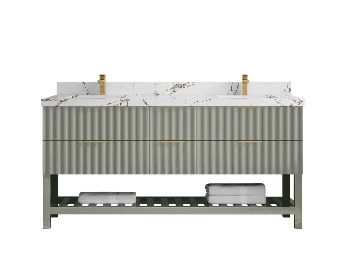 Catalina 72 in W x 22 in D Free Standing Reeded Double Sink Bathroom Vanity - Willow Bath and Vanity