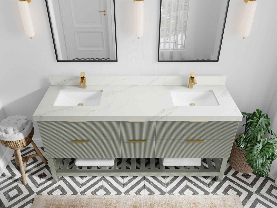Catalina 72 in W x 22 in D Free Standing Reeded Double Sink Bathroom Vanity - Willow Bath and Vanity