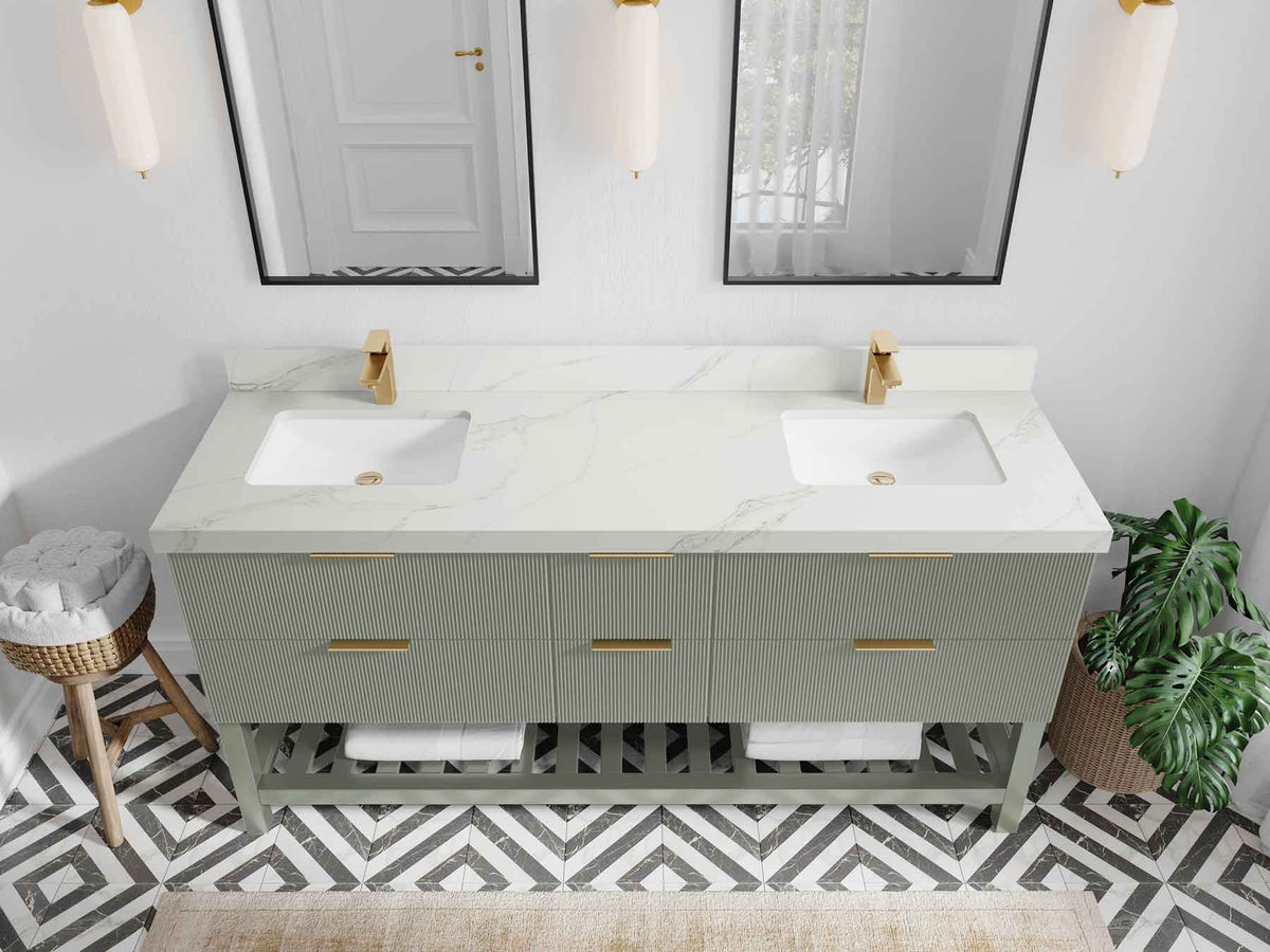 Catalina 72 in W x 22 in D Free Standing Reeded Double Sink Bathroom Vanity - Willow Bath and Vanity