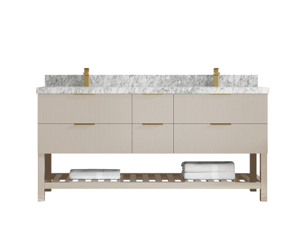 Catalina 72 in W x 22 in D Free Standing Reeded Double Sink Bathroom Vanity - Willow Bath and Vanity