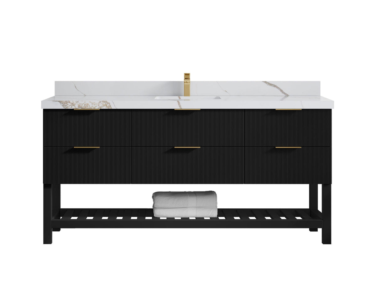Catalina 72 in W x 22 in D Free Standing Reeded Single Sink Bathroom Vanity - Willow Bath and Vanity