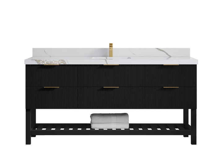 Catalina 72 in W x 22 in D Free Standing Reeded Single Sink Bathroom Vanity - photo 14