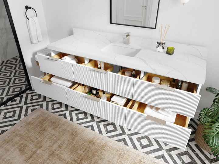 Catalina 72 in W x 22 in D Free Standing Reeded Single Sink Bathroom Vanity - photo 3