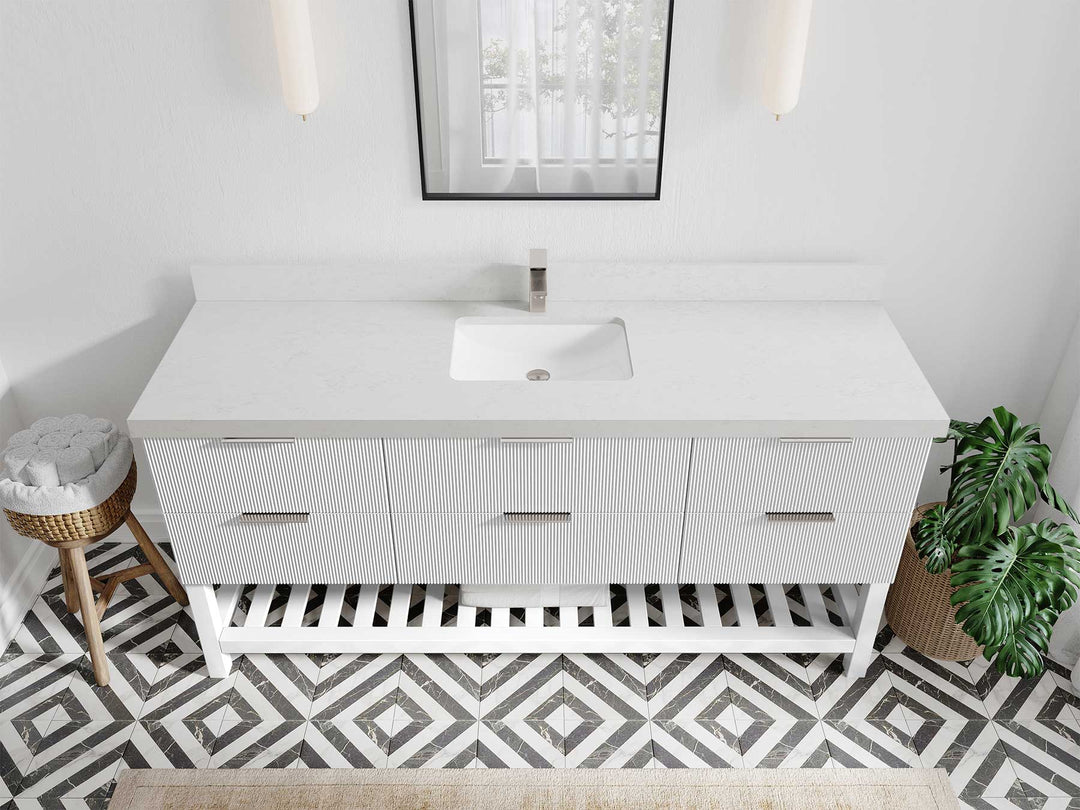 Catalina 72 in W x 22 in D Free Standing Reeded Single Sink Bathroom Vanity - Willow Bath and Vanity