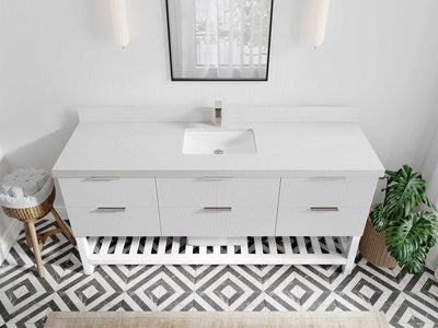 Catalina 72 in W x 22 in D Free Standing Reeded Single Sink Bathroom Vanity - Willow Bath and Vanity