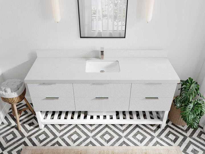 Catalina 72 in W x 22 in D Free Standing Reeded Single Sink Bathroom Vanity - photo 7