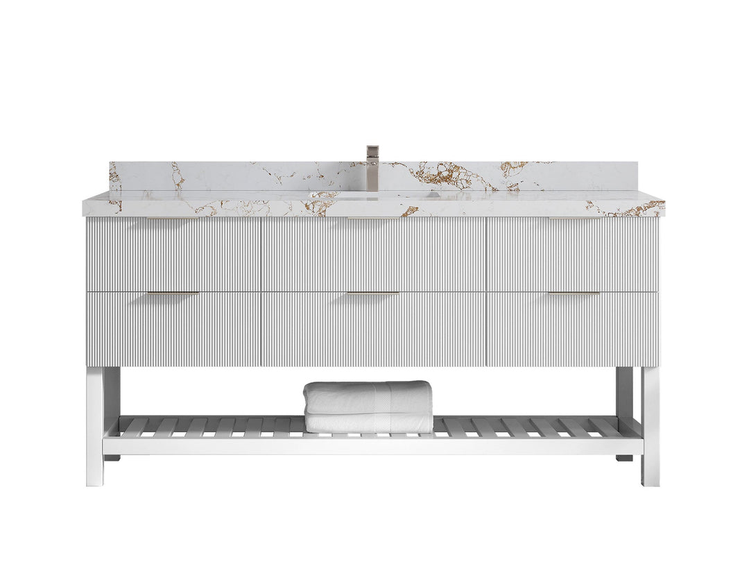 Catalina 72 in W x 22 in D Free Standing Reeded Single Sink Bathroom Vanity - Willow Bath and Vanity