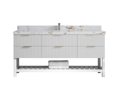 Catalina 72 in W x 22 in D Free Standing Reeded Single Sink Bathroom Vanity - Willow Bath and Vanity