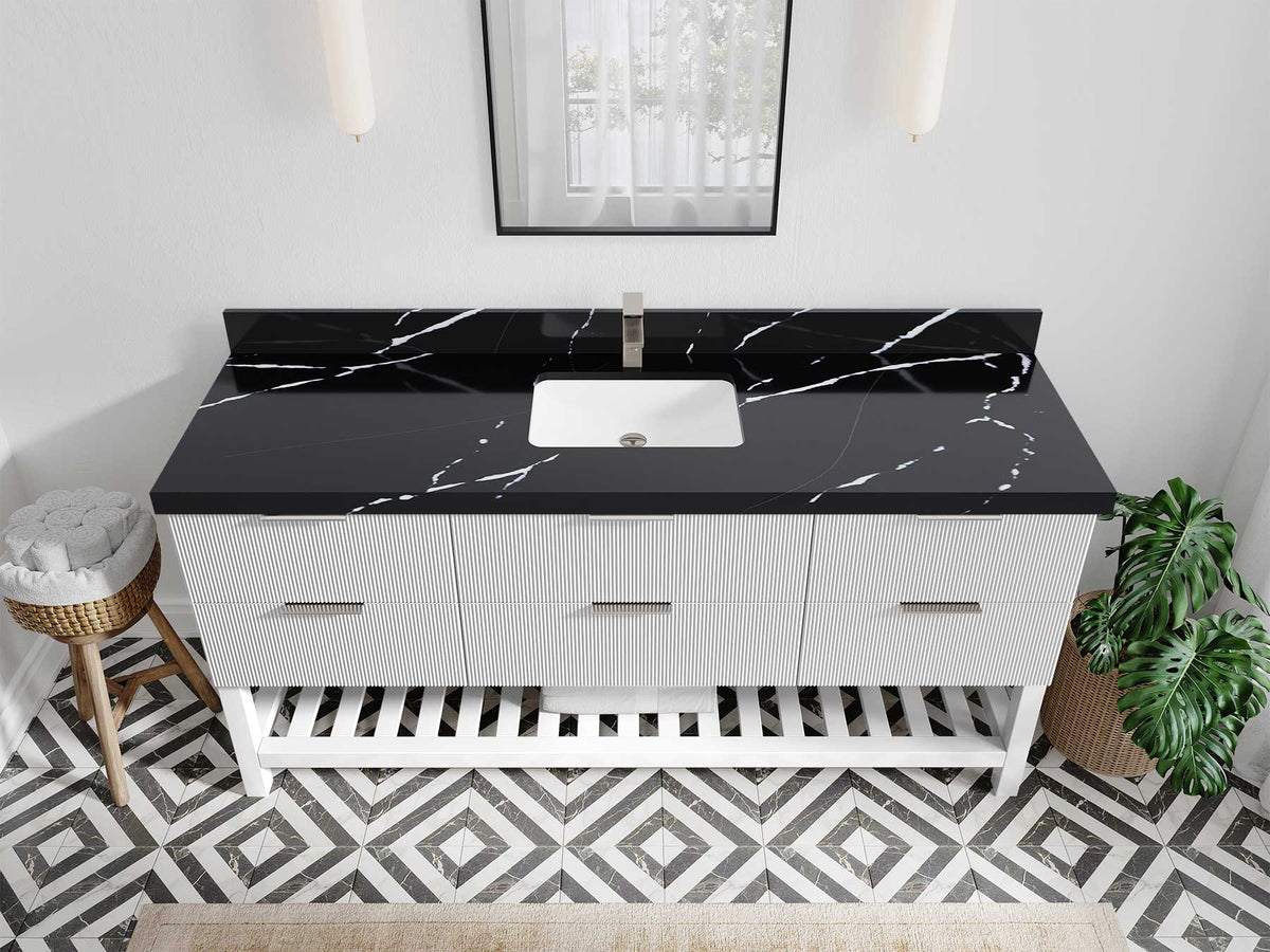 Catalina 72 in W x 22 in D Free Standing Reeded Single Sink Bathroom Vanity - Willow Bath and Vanity