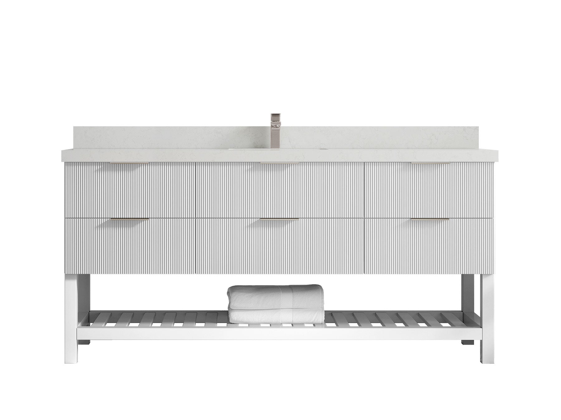 Catalina 72 in W x 22 in D Free Standing Reeded Single Sink Bathroom Vanity - Willow Bath and Vanity