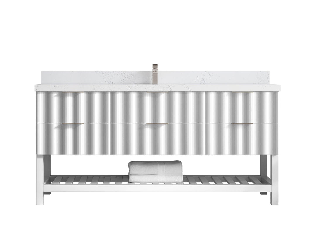 Catalina 72 in W x 22 in D Free Standing Reeded Single Sink Bathroom Vanity - Willow Bath and Vanity