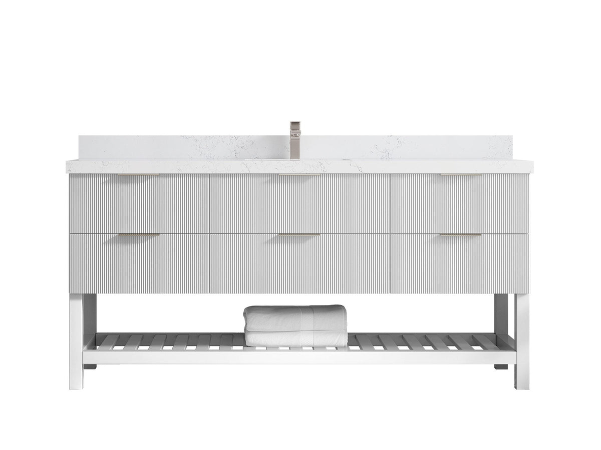 Catalina 72 in W x 22 in D Free Standing Reeded Single Sink Bathroom Vanity - Willow Bath and Vanity