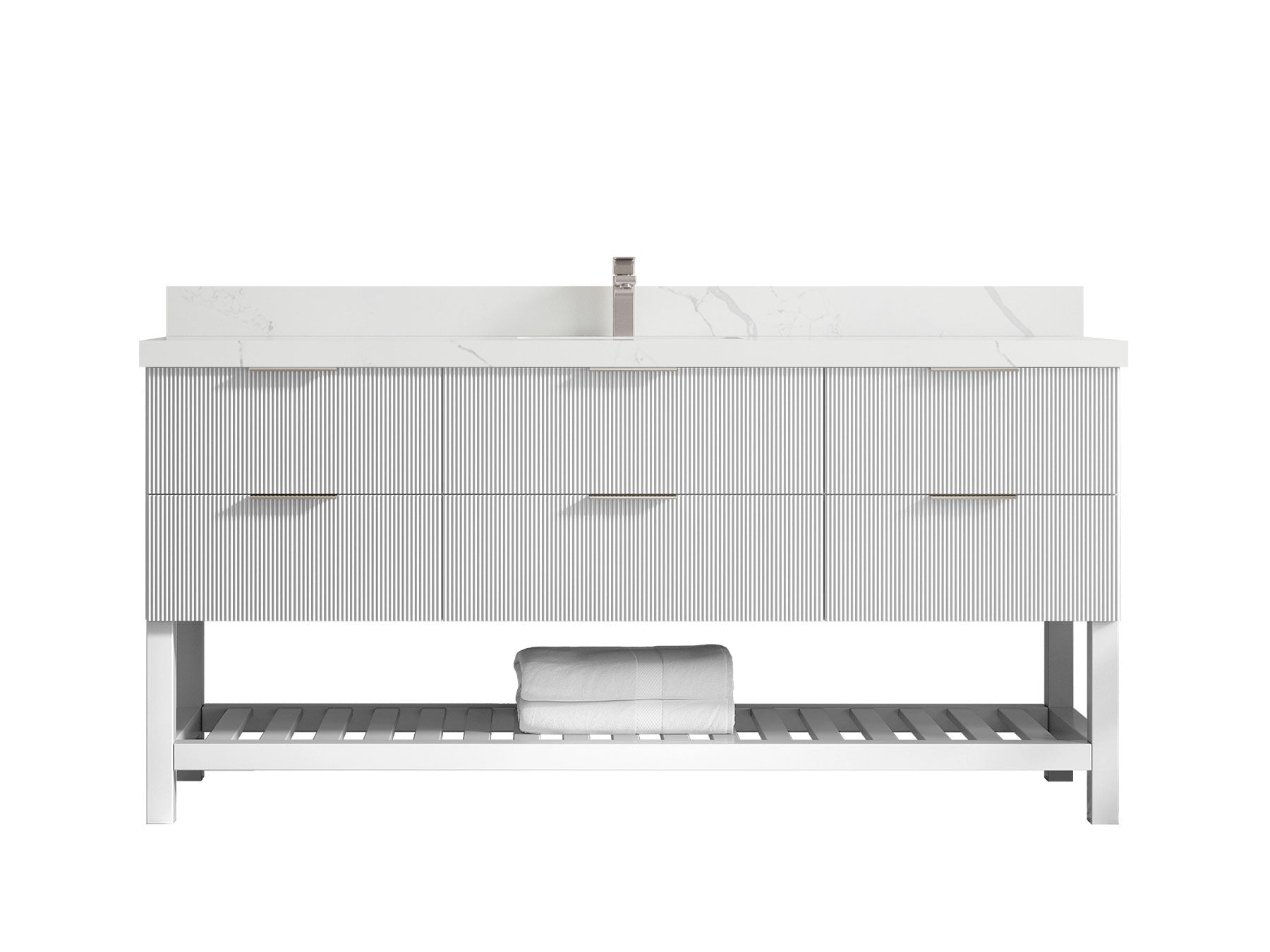 Catalina 72 in W x 22 in D Free Standing Reeded Single Sink Bathroom Vanity - Willow Bath and Vanity